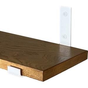 Goudmethout  Donkere Eiken Wandplank - 50x20 Cm - Plankdragers L Mat Wit