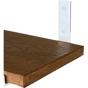 Goudmethout  Donkere Eiken Wandplank - 50x25 Cm - Plankdragers L Mat Wit