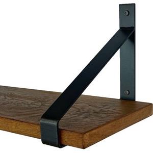 Goudmethout  Donkere Eiken Wandplank - 60x25 Cm - Plankdragers Mat Blank