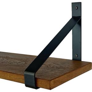 Goudmethout  Donkere Eiken Wandplank - 100x25 Cm - Plankdragers Mat Blank