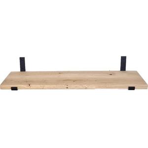 Goudmethout  Lichte Eiken Wandplank - 40x30 Cm - Plankdragers L Mat Zwart