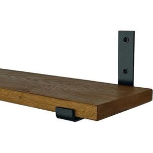 Goudmethout  Donkere Eiken Wandplank - 180x15 Cm - Plankdragers L Mat Zwart