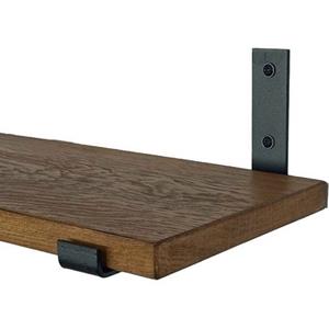 Goudmethout  Donkere Eiken Wandplank - 180x25 Cm - Plankdragers L Mat Zwart