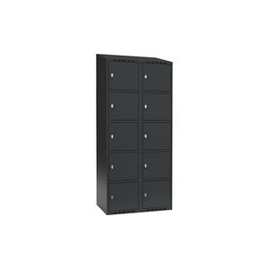 Lockerkast Fydor, 5 vakken, grijs, b = 800 mm, 2 compartimenten, schuine bovenkant, hangslot