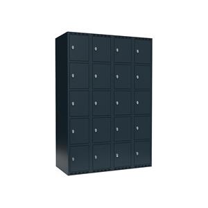 Lockerkast Fydor, 5 vakken, grijs, b = 1200 mm, 4 compartimenten, platte bovenkant, hangslot