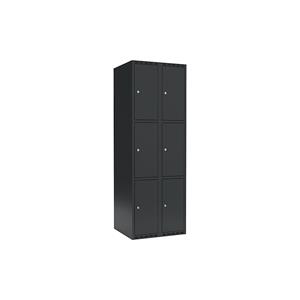 Lockerkast Fydor, 3 vakken, grijs, b = 600 mm, 2 compartimenten, platte bovenkant, cilinderslot