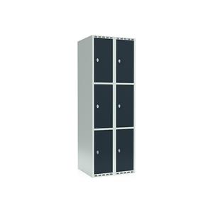 Lockerkast Fydor, 3 vakken, lichtgrijs / grijs, b = 600 mm, 2 compartimenten, platte bovenkant, hangslot