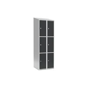 Lockerkast Fydor, 3 vakken, lichtgrijs / grijs, b = 600 mm, 2 compartimenten, schuine bovenkant, hangslot