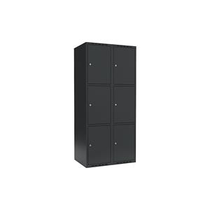 Lockerkast Fydor, 3 vakken, grijs, b = 800 mm, 2 compartimenten, platte bovenkant, cilinderslot