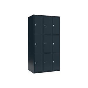 Lockerkast Fydor, 3 vakken, grijs, b = 900 mm, 3 compartimenten, platte bovenkant, hangslot