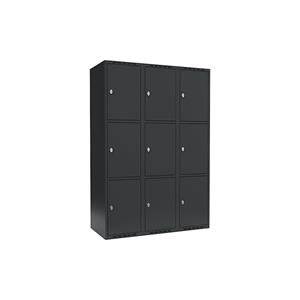 Lockerkast Fydor, 3 vakken, grijs, b = 1200 mm, 3 compartimenten, platte bovenkant, hangslot