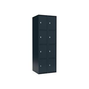 Lockerkast Fydor, 4 vakken, grijs, b = 600 mm, 2 compartimenten, platte bovenkant, hangslot