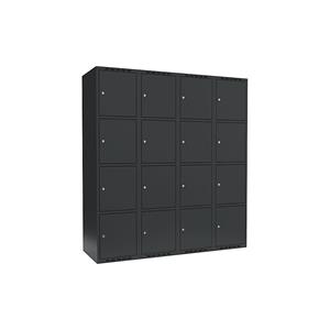 Lockerkast Fydor, 4 vakken, grijs, b = 1200 mm, 4 compartimenten, platte bovenkant, cilinderslot