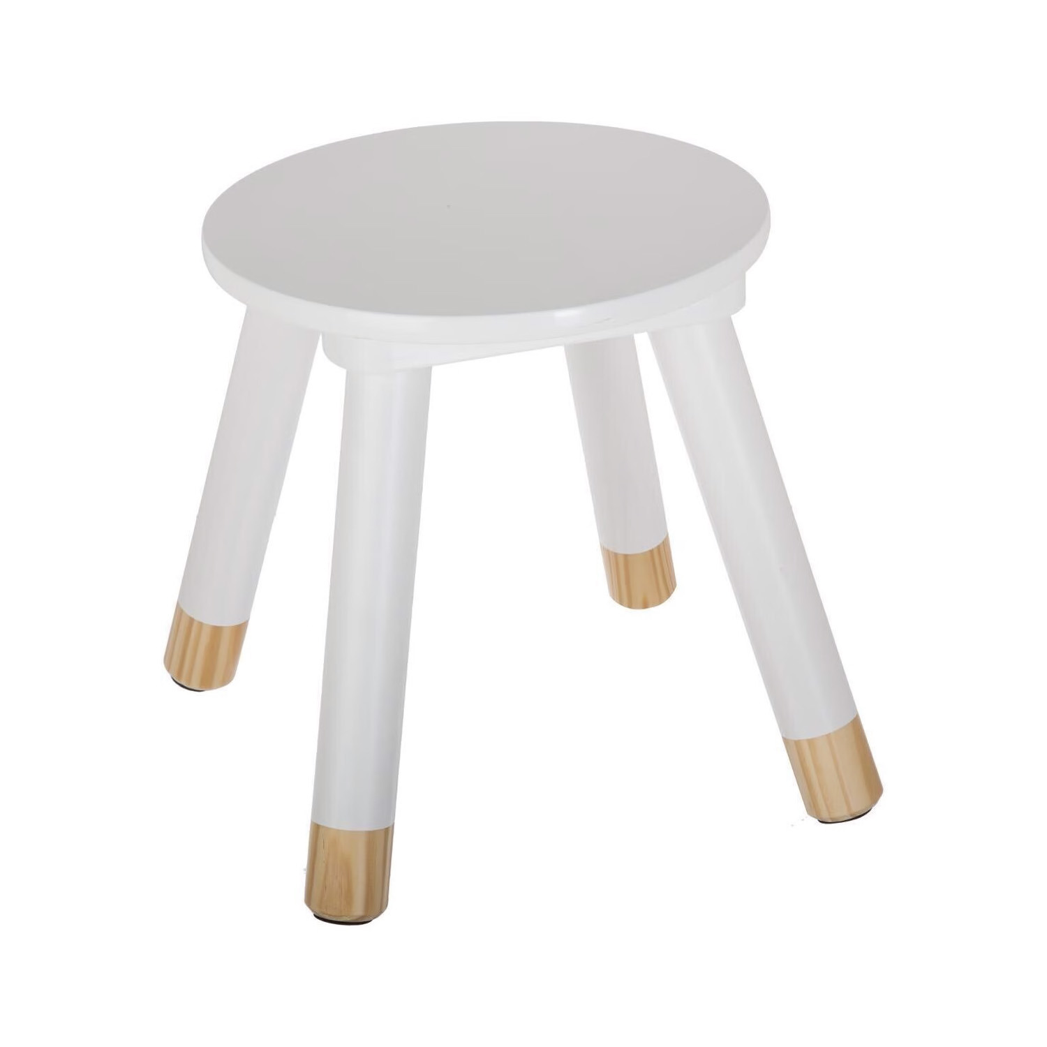 Atmosphera Kinder krukje - ivoor wit - hout - D24 x H27 cm - bijzet stoeltjes/krukken -