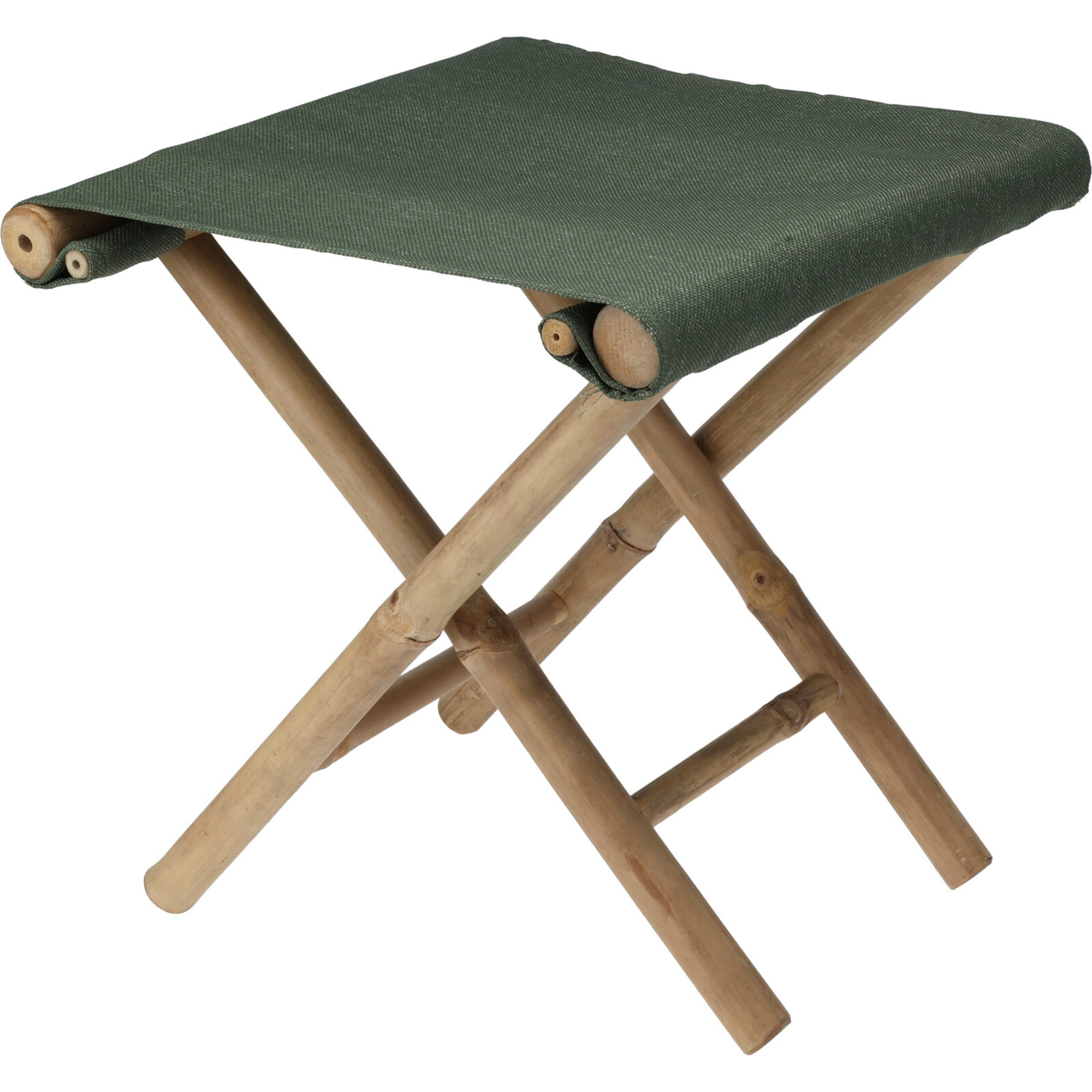 Redcliffs Bijzet krukje/stoel - Inklapbaar - army groen - vouwkruk - bamboe/polyester - x cm -