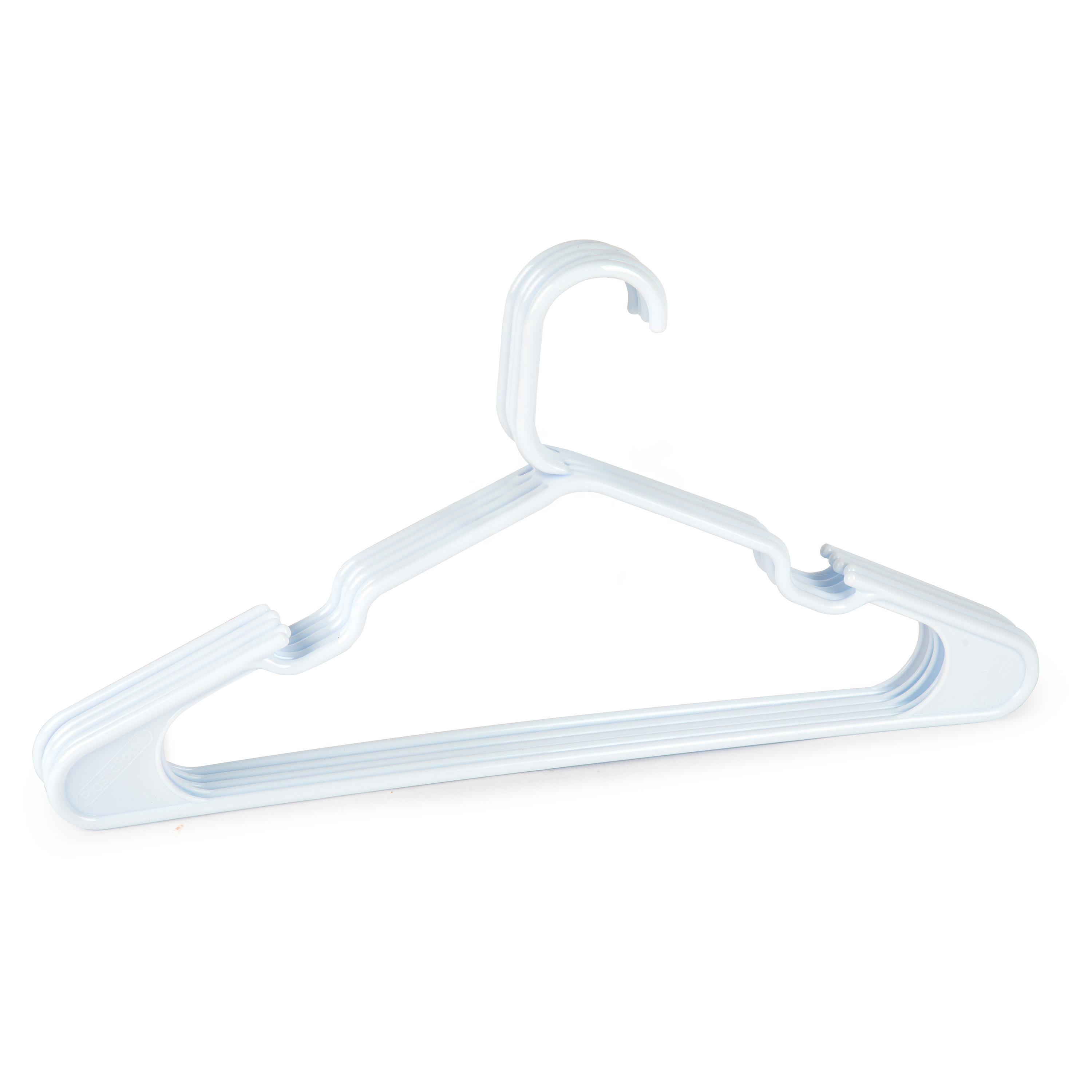 PlasticForte Kledinghangers set - 5x stuks - wit- kunststof - x 23 cm - kledingkast hangers/kleerhangers -