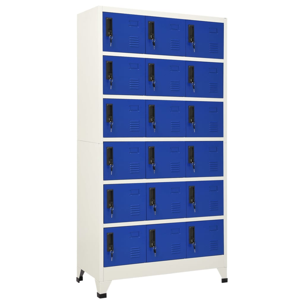 VidaXL Lockerkast 90x40x180 cm staal grijs en blauw