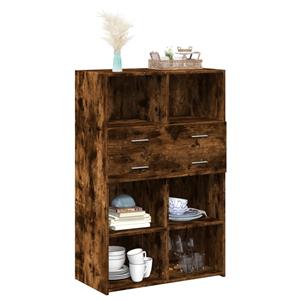 vidaXL Hoge kast 80x42,5x124 cm bewerkt hout gerookt eikenkleurig