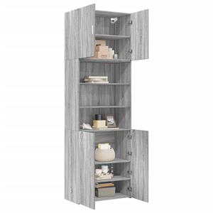 vidaXL Hoge kast 80x42,5x249 cm bewerkt hout grijs sonoma eikenkleurig