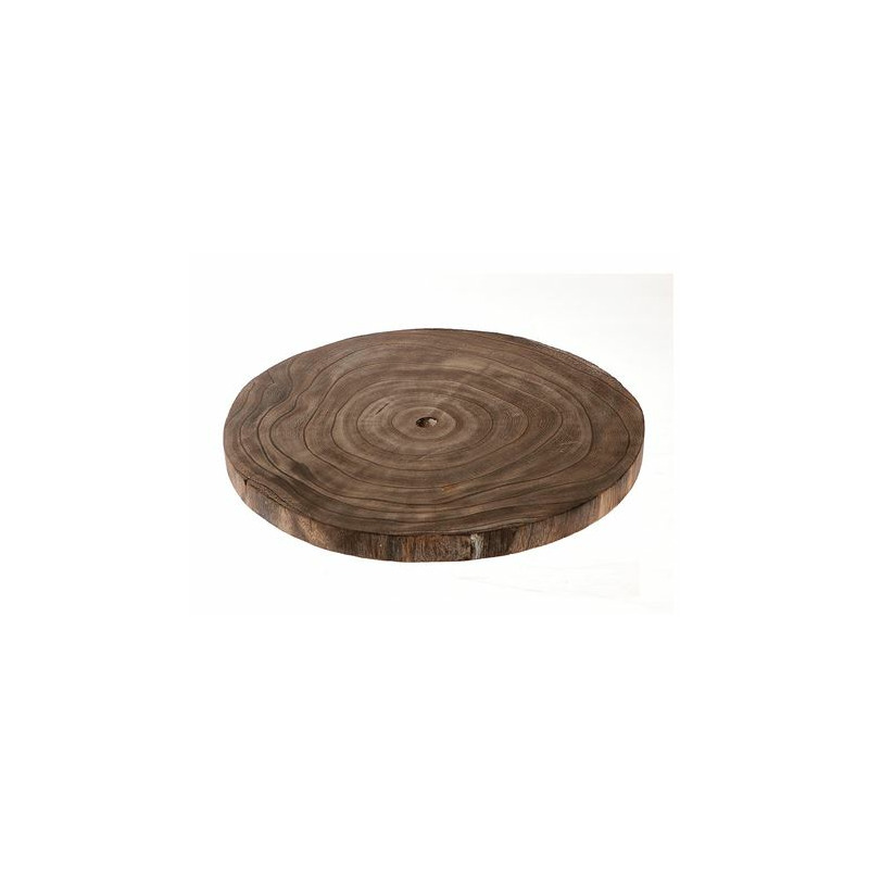 HBX Natural Living Kaarsenbord/decoratie dienblad - houten boomschijf donker - D26 x H3 cm - rond - tafeldecoratie scha -