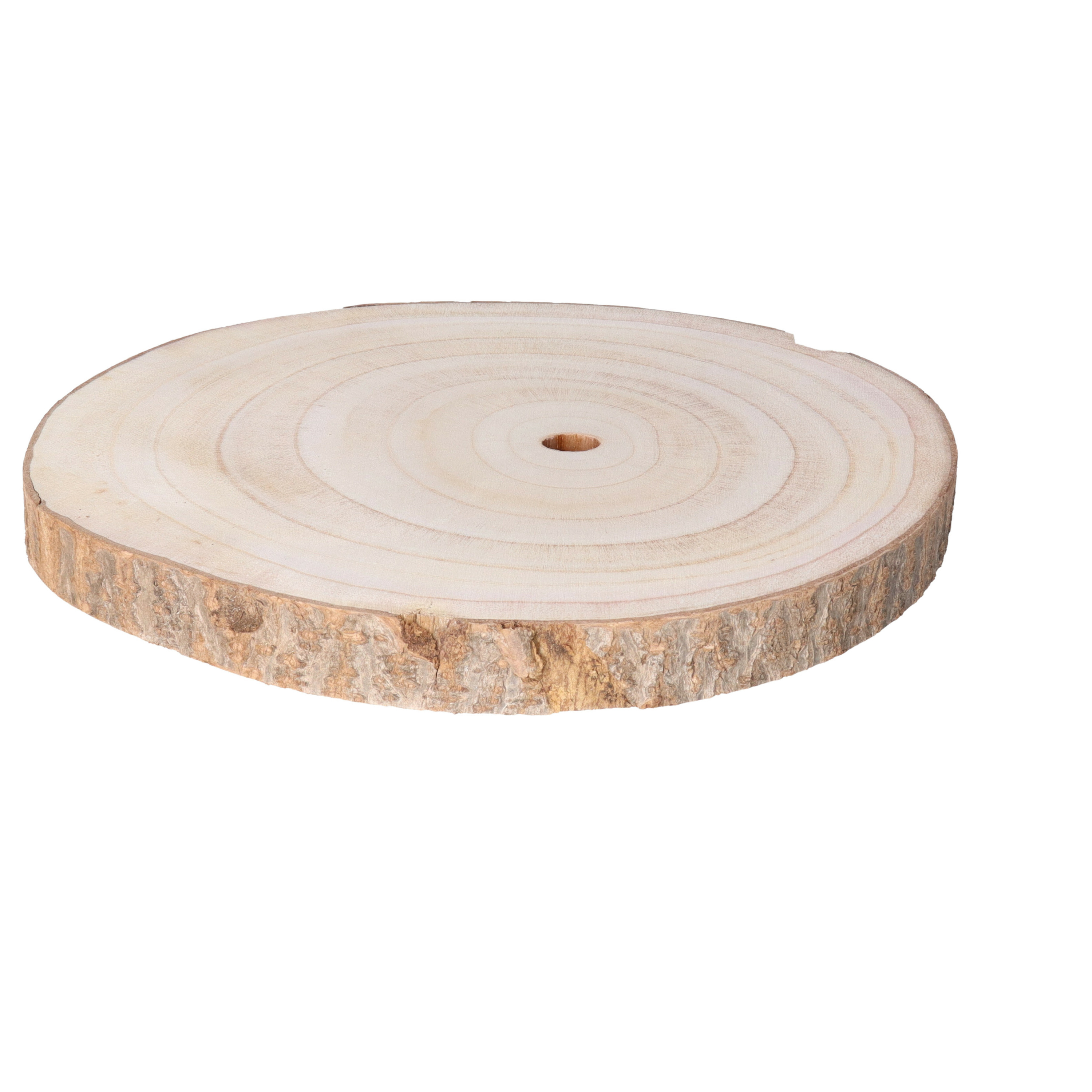 HBX Natural Living Kaarsenbord/decoratie dienblad - houten boomschijf - D29 x H3 cm - rond - tafeldecoratie schaal -