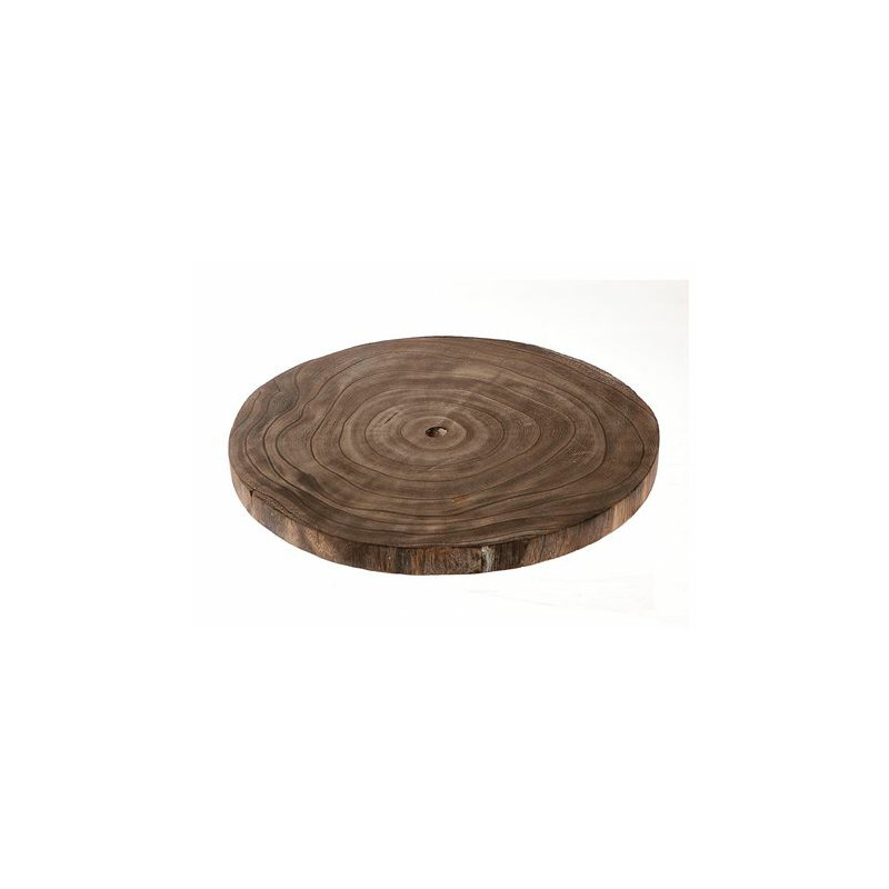 HBX Natural Living Kaarsenbord/decoratie dienblad - houten boomschijf donker - D45 x H3 cm - rond - tafeldecoratie scha -