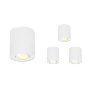 HOFTRONIC™ 4x Dimbare LED Opbouwspot plafond Ray Wit incl. GU10 spot 5W 2700K IP20 kantelbaar