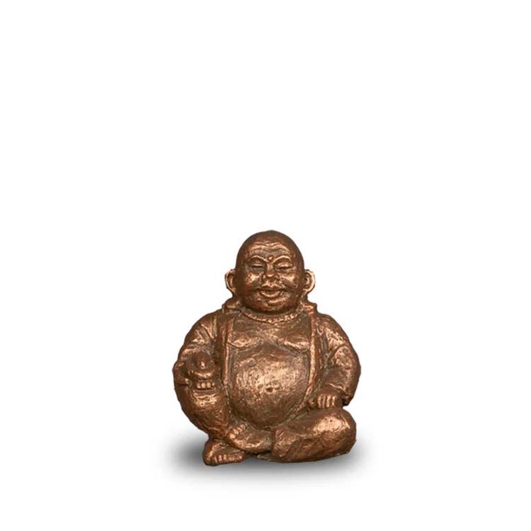 Urnwebshop Mini Happy Buddha Asbeeld Bronskleurig Keramiek (0.1 liter)