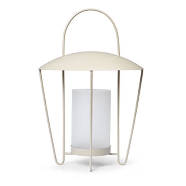 ferm LIVING Laterne Abri, beige, Edelstahl, Glas, Ø 30 cm