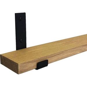 Goudmethout  Lichte Eiken Wandplank - 40x10 Cm - Plankdragers L Mat Zwart