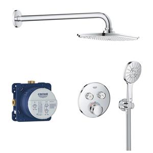 Grohe Grohtherm SmartControlcomfortset m. afbouwdeel rond v. inb. douchekraan therm. + smartboxm. hoofddouche 30x15cm en handdouchechroom 34862000