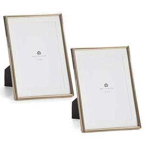 Giftdecor Fotolijstje voor 13 x 18 cm foto - 2x - goud - metaal - frame 15 x 20 cm - passe partout -