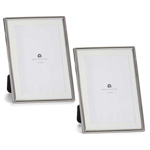 Giftdecor Fotolijstje voor 13 x 18 cm foto - 2x - zilver - metaal - frame 15 x 20 cm - passe partout -