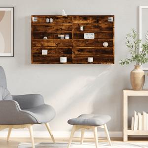 vidaXL Vitrinekast 100x8,5x58 cm bewerkt hout gerookt eikenkleurig