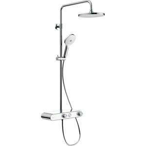 Duravit Shower Systems Douchesysteem - thermostatisch - HOH=15cm - hoofddouche ø23cm - 1 jet - handdouche rond - 3 jet - chroom/wit hoogglans TH4380008005