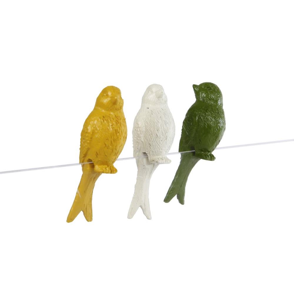 Merkloos Beeld Zittende Vogel Voor Op Sfeerlicht Wit/groen/geel Polystone 4x3x7cm
