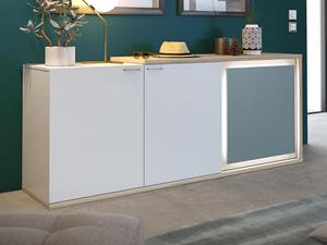 Mobistoxx Dressoir ASOLINE 3 deuren hoogglans wit/brooklyn eik