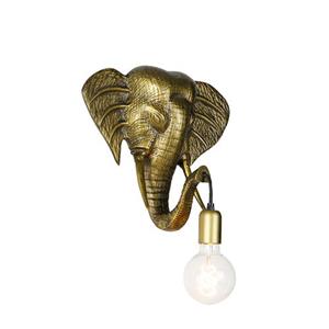 QAZQA Vintage Wandlamp Goud - Animal Elefant