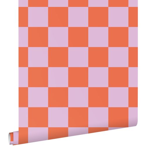 ESTAhome Behang Geblokt Motief Lila Paars En Oranje - 50 X 900 Cm - 130914