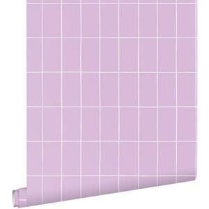 ESTAhome Behang Kleine Tegeltjes Lila Paars En Wit - 50 X 900 Cm - 139961