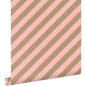 ESTAhome Behang Strepen Roze En Beige Bruin - 50 X 900 Cm - 139955