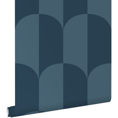 ESTAhome Behang Art Deco Bogen Vergrijsd Donker Blauw - 50 X 900 Cm - 139996