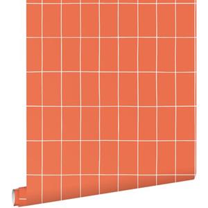 ESTAhome Behang Kleine Tegeltjes Oranje En Wit - 50 X 900 Cm - 139963