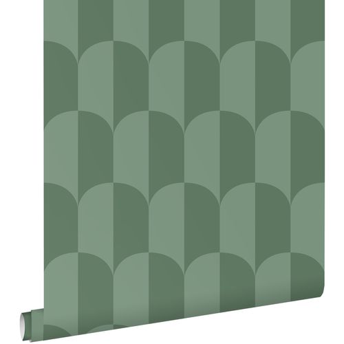 ESTAhome Behang Art Deco Bogen Vergrijsd Groen - 50 X 900 Cm - 139989