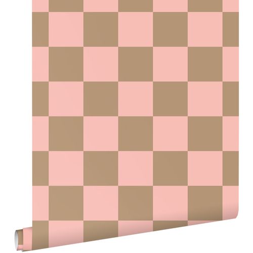 ESTAhome Behang Geblokt Motief Roze En Beige Bruin - 50 X 900 Cm - 130913