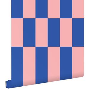 ESTAhome Behang Streep Roze En Koningsblauw - 50 X 900 Cm - 130921