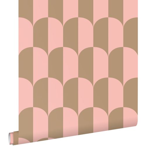 ESTAhome Behang Art Deco Bogen Roze En Beige Bruin - 50 X 900 Cm - 139984