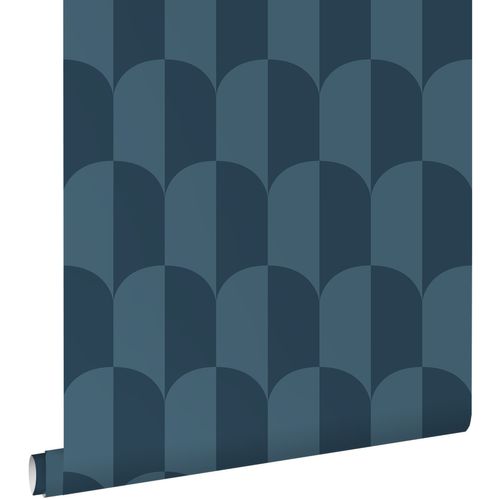 ESTAhome Behang Art Deco Bogen Vergrijsd Donker Blauw - 50 X 900 Cm - 139990