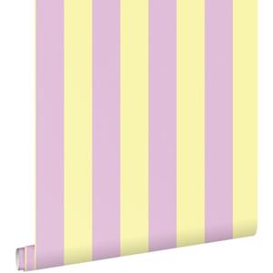 ESTAhome Behang Strepen Pastel Geel En Lila Paars - 50 X 900 Cm - 139912