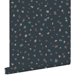 ESTAhome Behang Terrazzo Donkerblauw - 50 X 900 Cm - 139828